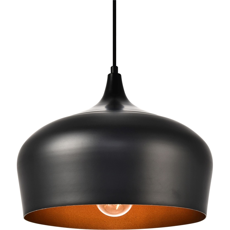 Living District Nora 1 Light Transitional Aluminum Pendant in Black