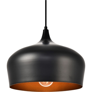 Living District Nora 1 Light Transitional Aluminum Pendant in Black