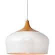 Living District Nora 1 Light Aluminum Pendant in White & Natural Wood