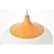 Living District Nora 1 Light Aluminum Pendant in White & Natural Wood