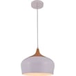 Living District Nora 1 Light Aluminum Pendant in White & Natural Wood