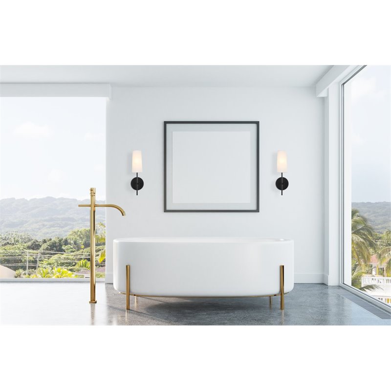 Living District Mel 1-Light Metal & Fabric Wall Sconce in Black/White