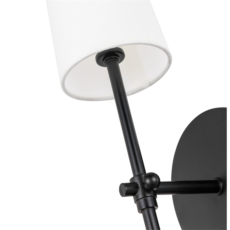 Living District Mel 1-Light Metal & Fabric Wall Sconce in Black/White