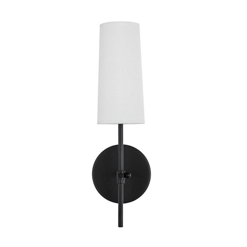 Living District Mel 1-Light Metal & Fabric Wall Sconce in Black/White