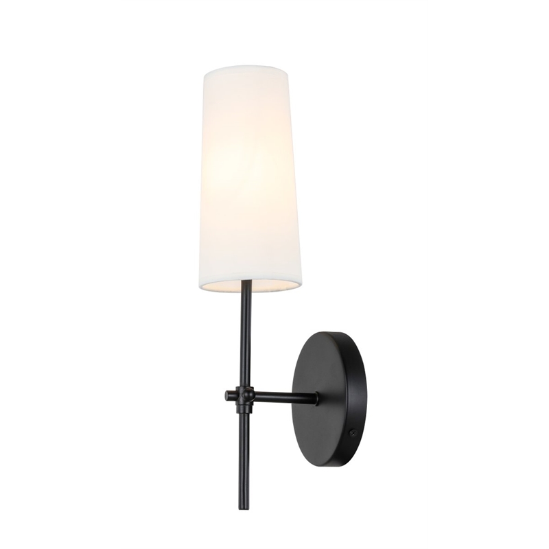 Living District Mel 1-Light Metal & Fabric Wall Sconce in Black/White