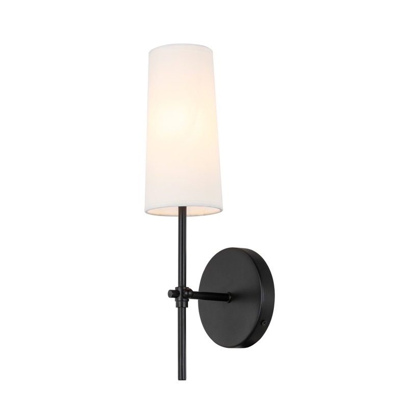 Living District Mel 1-Light Metal & Fabric Wall Sconce in Black/White