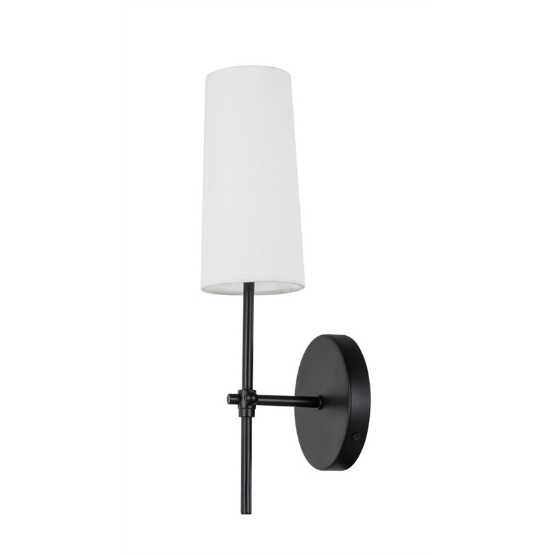 Living District Mel 1-Light Metal & Fabric Wall Sconce in Black/White