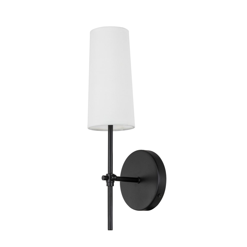 Living District Mel 1-Light Metal & Fabric Wall Sconce in Black/White