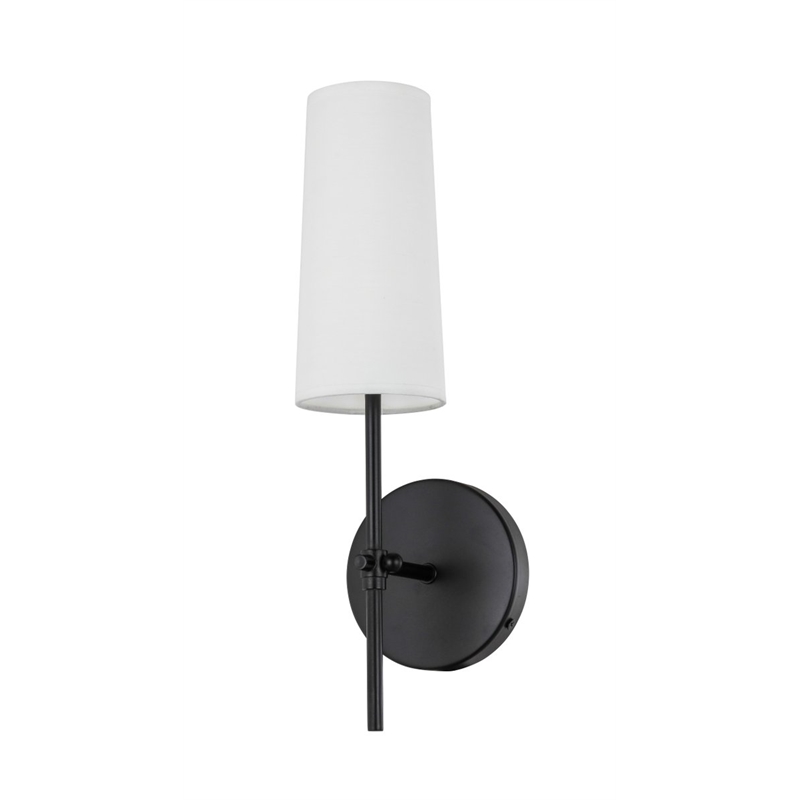 Living District Mel 1-Light Metal & Fabric Wall Sconce in Black/White