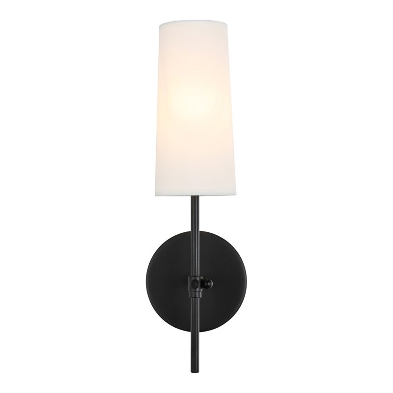 Living District Mel 1-Light Metal & Fabric Wall Sconce in Black/White
