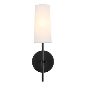 living district mel 1-light metal & fabric wall sconce in black/white