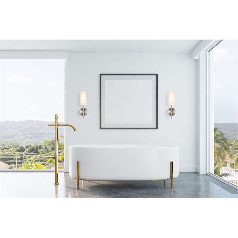 Living District Mel 1-Light Metal & Fabric Wall Sconce in Burnished Nickel/White