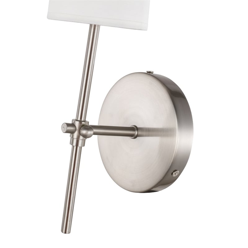 Living District Mel 1-Light Metal & Fabric Wall Sconce in Burnished Nickel/White