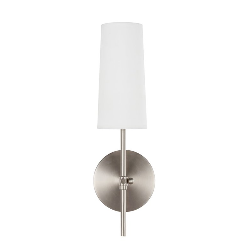 Living District Mel 1-Light Metal & Fabric Wall Sconce in Burnished Nickel/White