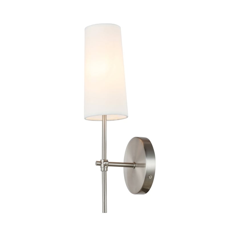 Living District Mel 1-Light Metal & Fabric Wall Sconce in Burnished Nickel/White