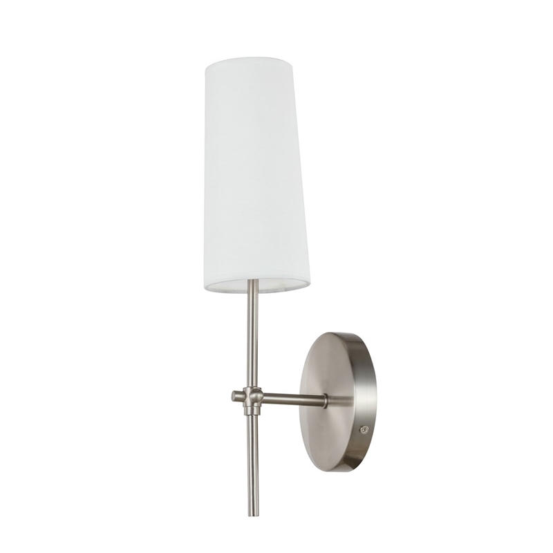 Living District Mel 1-Light Metal & Fabric Wall Sconce in Burnished Nickel/White