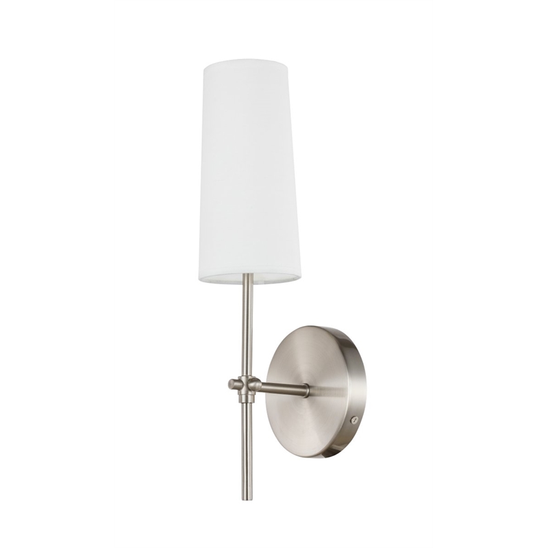 Living District Mel 1-Light Metal & Fabric Wall Sconce in Burnished Nickel/White