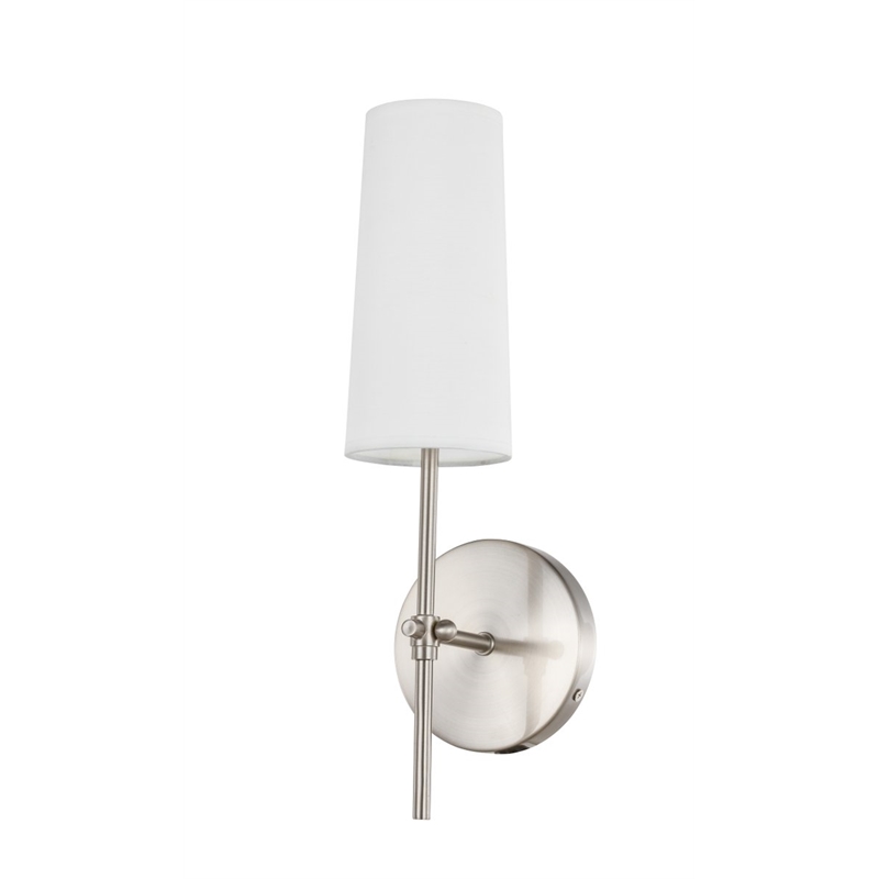 Living District Mel 1-Light Metal & Fabric Wall Sconce in Burnished Nickel/White