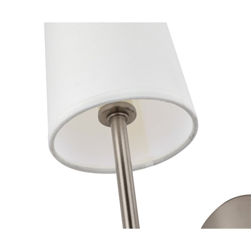 Living District Mel 1-Light Metal & Fabric Wall Sconce in Burnished Nickel/White