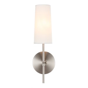 Living District Mel 1-Light Metal & Fabric Wall Sconce in Burnished Nickel/White