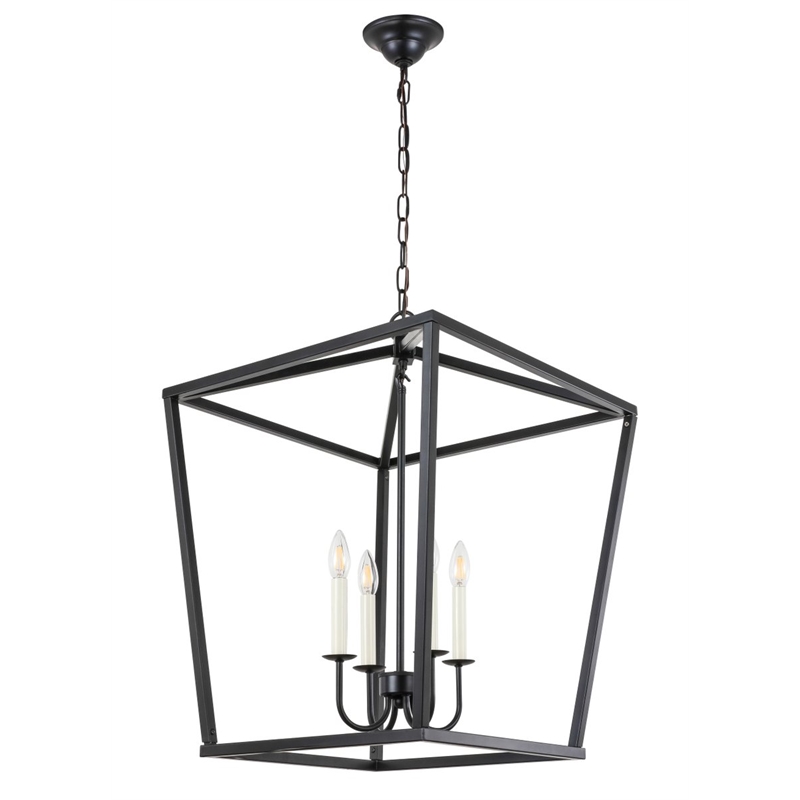 Living District Maddox 4-Light Metal Pendant in Black Finish