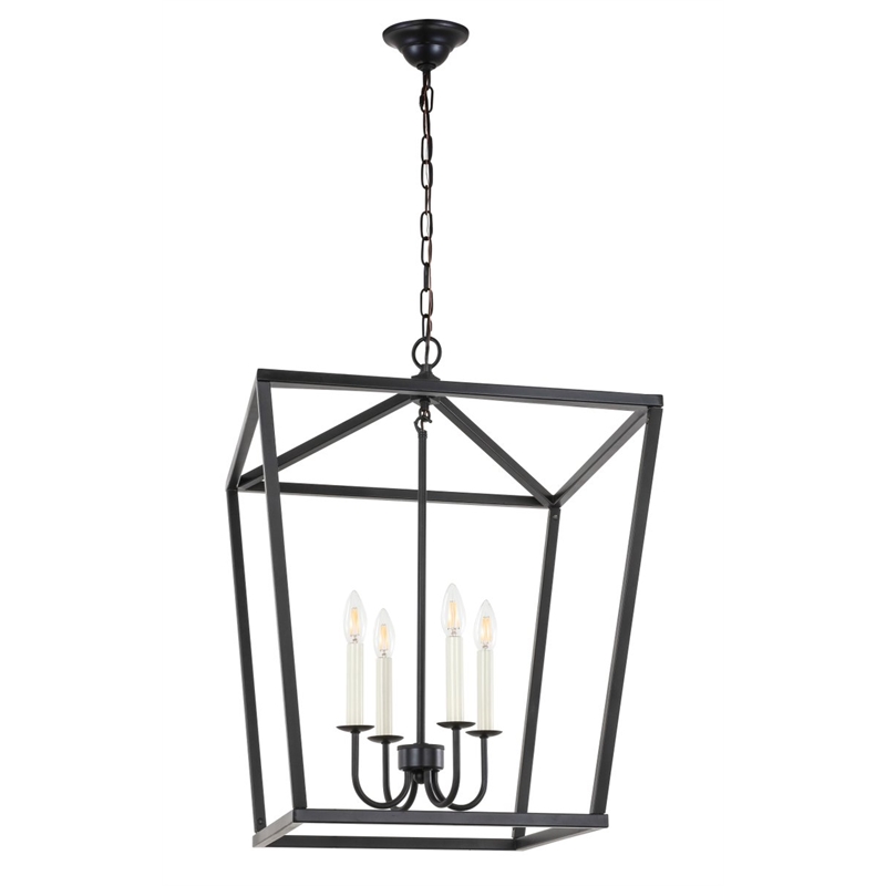 Living District Maddox 4-Light Metal Pendant in Black Finish