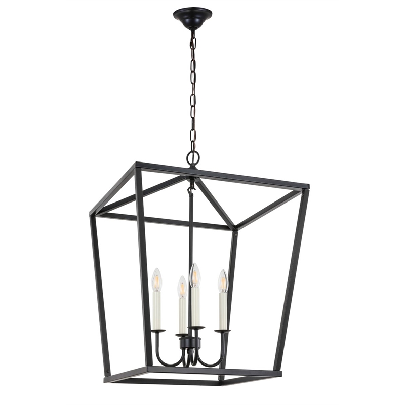 Living District Maddox 4-Light Metal Pendant in Black Finish