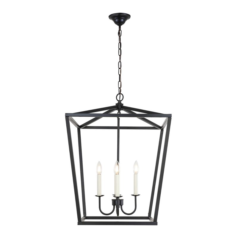 Living District Maddox 4-Light Metal Pendant in Black Finish