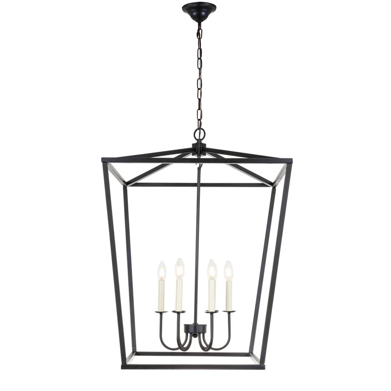 Living District Maddox 6-Light Metal Chandelier in Black Finish