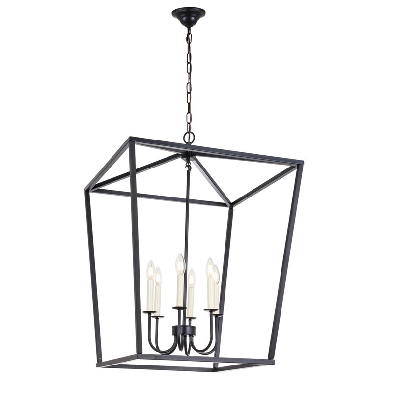 Living District Maddox 6-Light Metal Chandelier in Black Finish