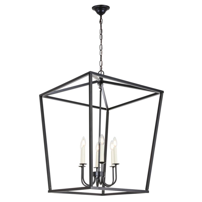 Living District Maddox 6-Light Metal Chandelier in Black Finish