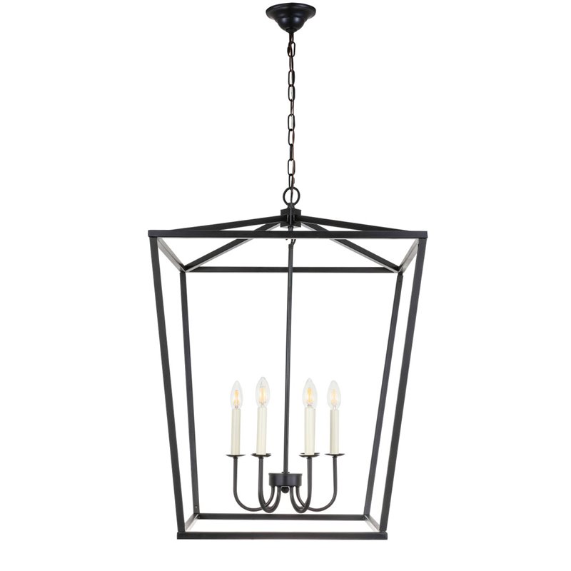Living District Maddox 6-Light Metal Chandelier in Black Finish