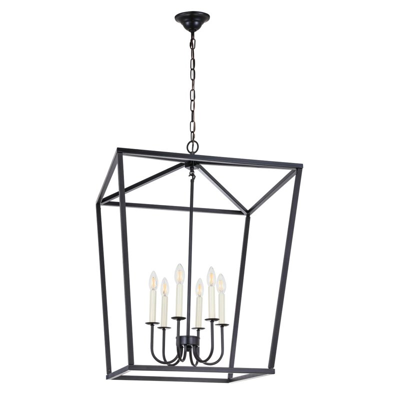 Living District Maddox 6-Light Metal Chandelier in Black Finish