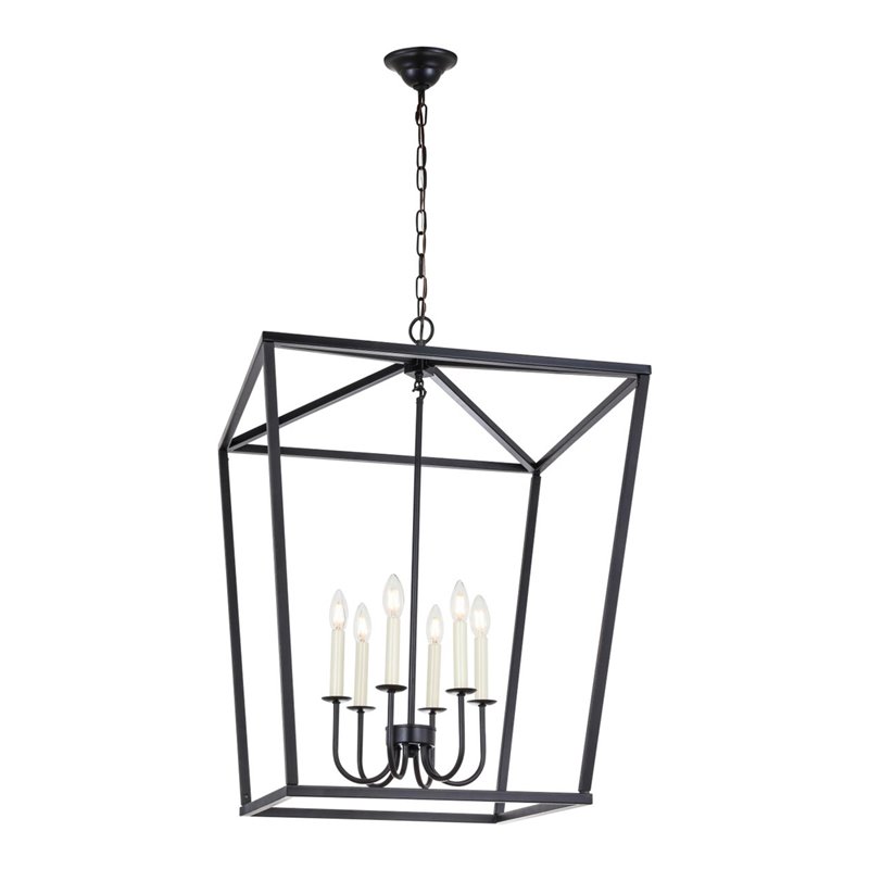 Living District Maddox 6-Light Metal Chandelier in Black Finish