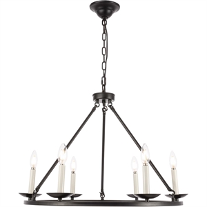 Living District Maine 6-Light Mid-Century Metal Chandelier in Black