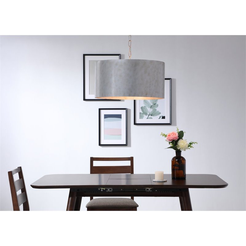 Living District Miro 3-Light Mid-Century Metal Pendant in Vintage Silver