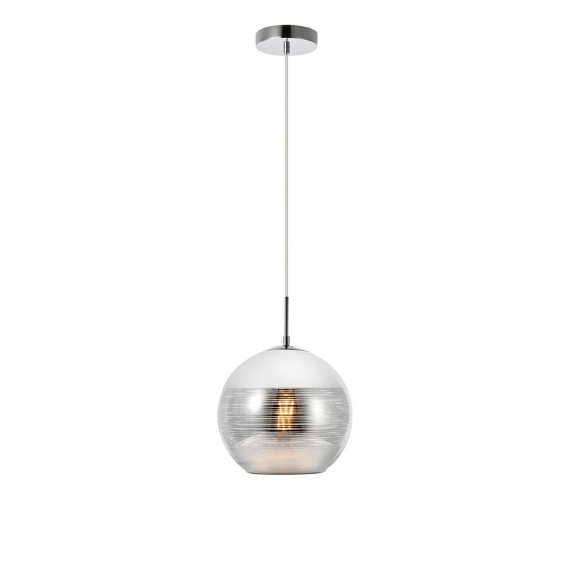 Living District Reflection 1-Light Transitional Glass Pendant in Chrome