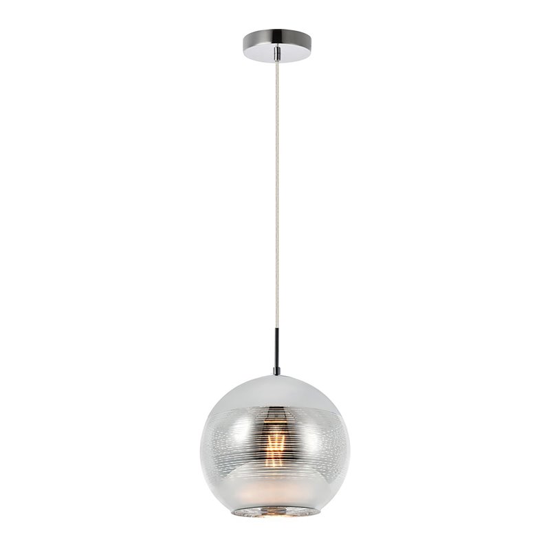 Living District Reflection 1-Light Transitional Glass Pendant in Chrome
