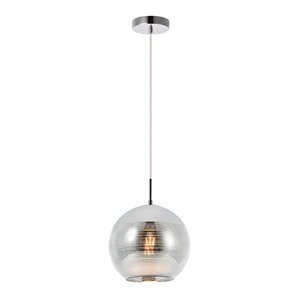 Living District Reflection 1-Light Transitional Glass Pendant in Chrome