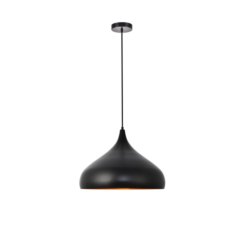Living District Circa 1-Light Transitional Aluminum Pendant in Black