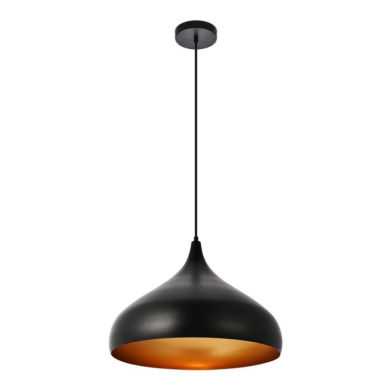 Living District Circa 1-Light Transitional Aluminum Pendant in Black