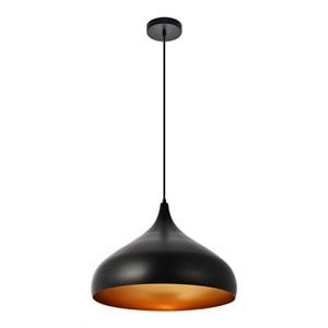 Living District Circa 1-Light Transitional Aluminum Pendant in Black