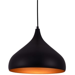 Living District Circa 1 Light Transitional Aluminum Pendant in Black Finish