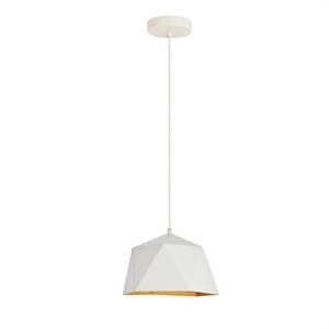 Living District Arden 1-Light Transitional Metal Pendant in White & Gold