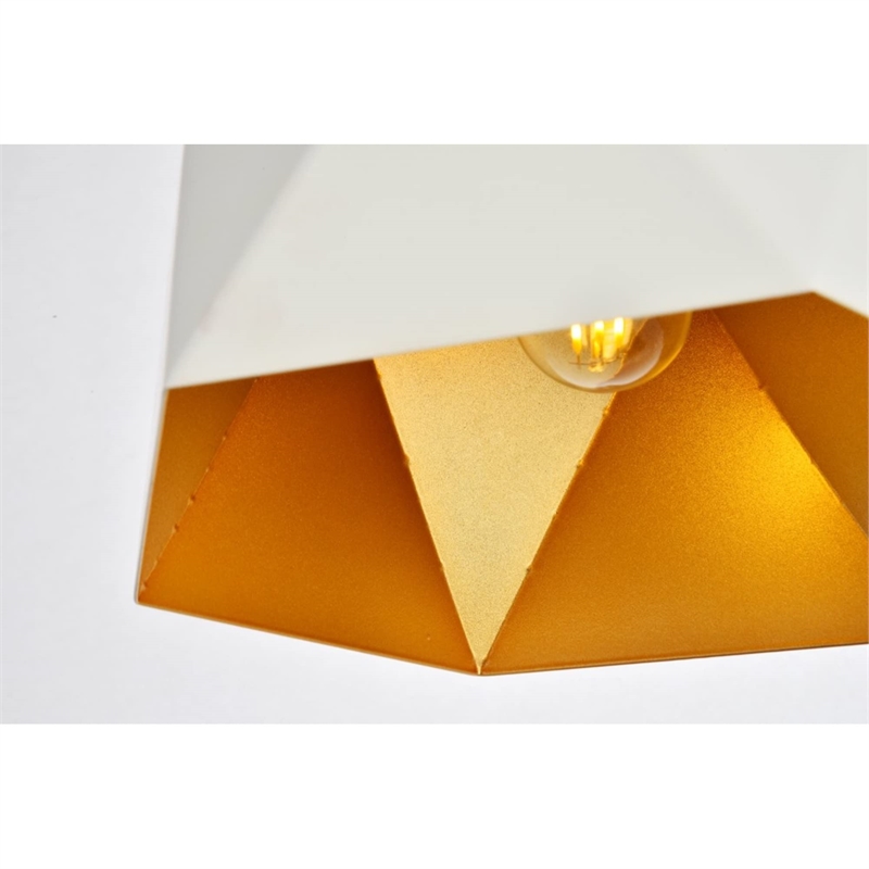 Living District Arden 1-Light Transitional Metal Pendant in White & Gold