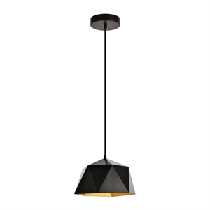 Living District Arden 1-Light Transitional Metal Pendant in Black and Gold