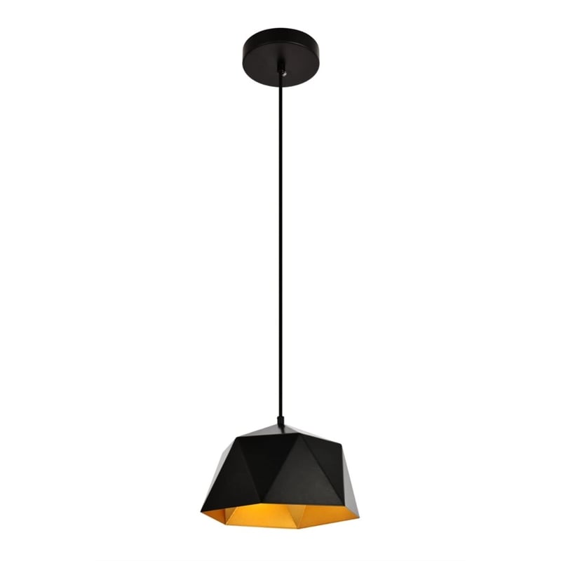 Living District Arden 1-Light Transitional Metal Pendant in Black and Gold