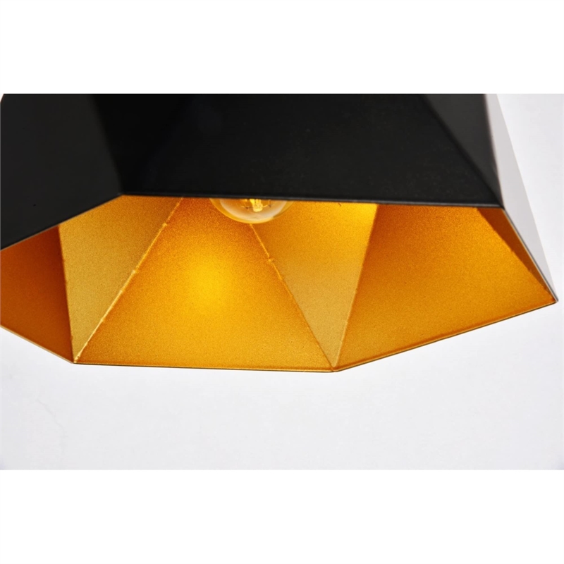 Living District Arden 1-Light Transitional Metal Pendant in Black and Gold