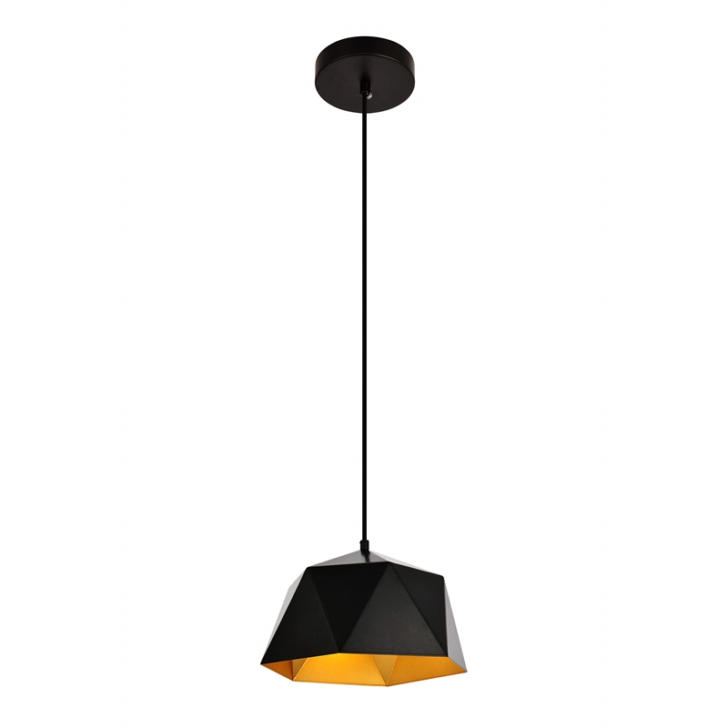 Living District Arden 1-Light Transitional Metal Pendant in Black and Gold