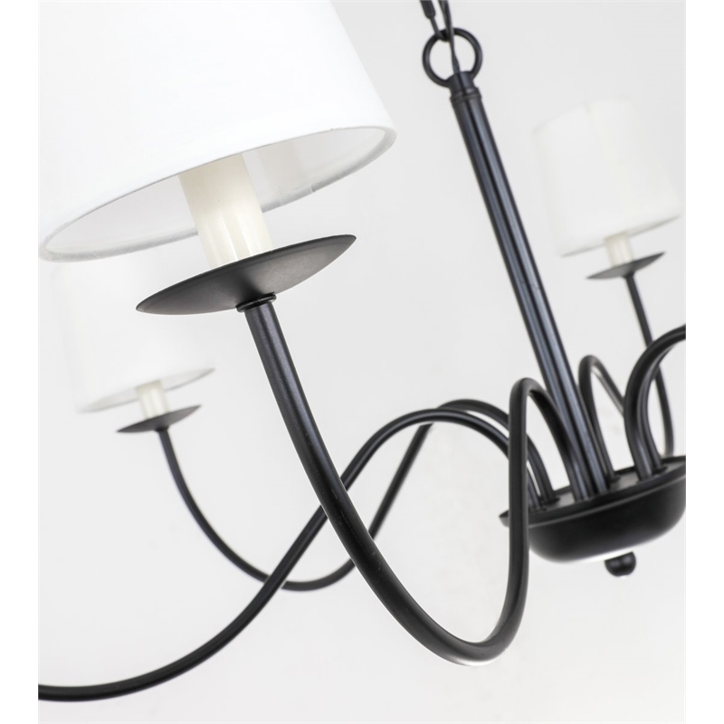 Living District Eclipse 6-Light Metal & Fabric Chandelier in Black/White